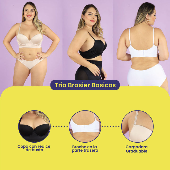 Trío de brasieres para realce natural