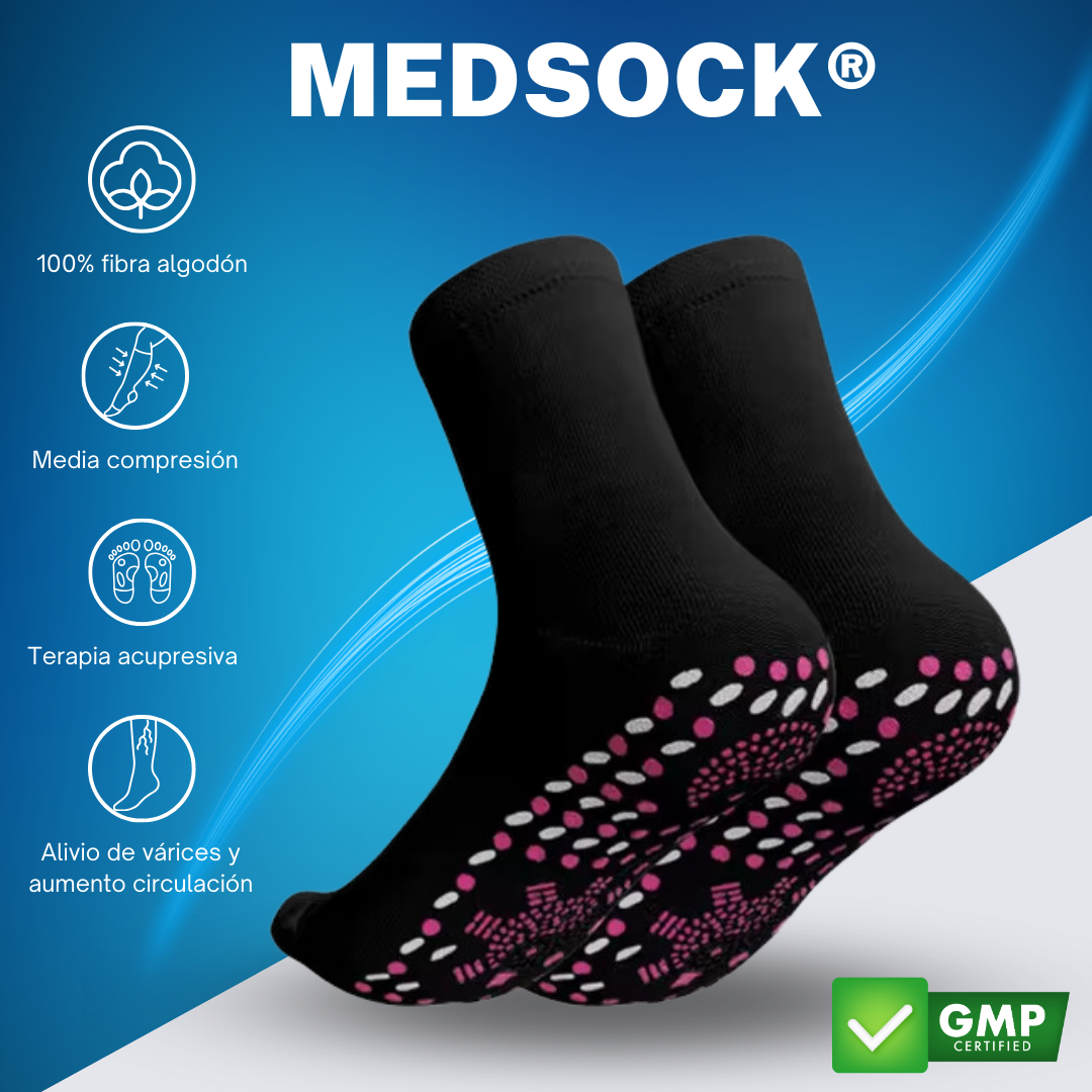 MedSock® - Medias de compresión de turmalina iónica con control de vena várice y acupresión (2 pares)