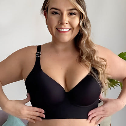 SheCurve® - Sujetador Suavizante Con Espalda Push-Up (PAQUETE DE 2 Negro+Beige ）